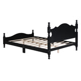 Full Size Wood Platform Bed Frame,Retro Style Platform Bed with Wooden Slat Support,Black