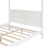 Queen Size Canopy Platform Bed with Headboard and Footboard,Slat Support Leg - White