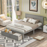 Full Size Platform Bed with Under-bed Drawers - Gray- by Lissie Lou