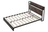 Platform Queen Bed with Electrical Sockets, Fast Assemble Design