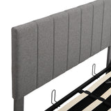 Full Size Upholstered Platform Bed with Hydraulic Storage System- Gray- by Lissie Lou