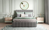 Full Size Upholstered Platform Bed with Hydraulic Storage System- Gray- by Lissie Lou