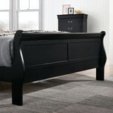 Twin Size Bed Black Louis Phillipe Solidwood 1pc Bed Bedroom Sleigh Bed