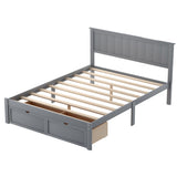 Full Size Platform Bed with Under-bed Drawers - Gray- by Lissie Lou