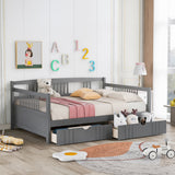 Full Size Daybed with Two Drawers - Gray- by Lissie Lou