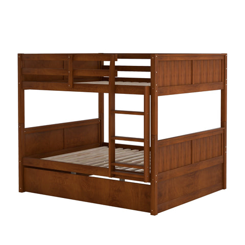 Full Over Full Bunk Bed with Twin Size Trundle- Walnut- by Lissie Lou