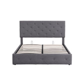 Queen size Upholstered Platform bed with a Hydraulic Storage System - Gray