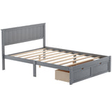 Full Size Platform Bed with Under-bed Drawers - Gray- by Lissie Lou