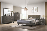 Valdemar Queen Bed, Brown Fabric & Weathered Gray Finish BD00571Q