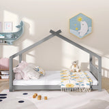 Full Size House Bed Wood Bed- Gray- by Lissie Lou