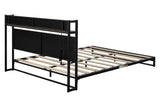 Platform Queen Bed with Electrical Sockets, Fast Assemble Design