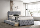 Contemporary Full Size Bed with Trundle - Light Grey Burlap- by Lissie Lou