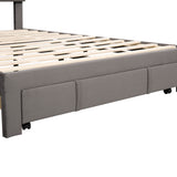 Full Size Storage Bed - Velvet Upholstered Platform with Big Drawer- Grey- by Lissie Lou