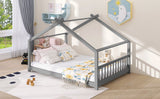 Full Size House Bed Wood Bed- Gray- by Lissie Lou