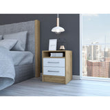 White/Light Oak Chic and Functional Nightstand by Lissie Lou