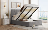 Full Size Upholstered Platform Bed with Hydraulic Storage System - Modern Elegance- Gray- by Lissie Lou