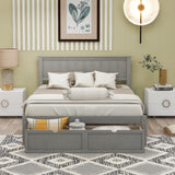 Full Size Platform Bed with Under-bed Drawers - Gray- by Lissie Lou