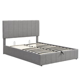 Full Size Upholstered Platform Bed with Hydraulic Storage System- Gray- by Lissie Lou