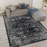 Distressed Vintage Persian Black and Cream Area Rug (10'x8') by Lissie Lou