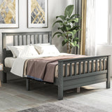 Wood Platform Bed with Headboard and Footboard, Full (Gray)- Online Orders Only