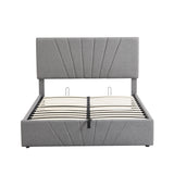 Full Size Upholstered Platform Bed with Hydraulic Storage System - Modern Elegance- Gray- by Lissie Lou