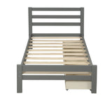 Wood platform bed With Two Drawers, Twin- Gray