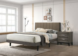 Valdemar Queen Bed, Brown Fabric & Weathered Gray Finish BD00571Q