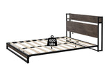 Platform Queen Bed with Electrical Sockets, Fast Assemble Design