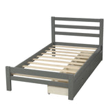 Wood platform bed With Two Drawers, Twin- Gray