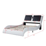 Multi-Feature Faux Leather Platform Bed Frame - LED, Bluetooth, Massage, Queen - White