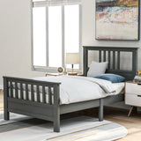 Wood Platform Bed with Headboard and Footboard, Twin (Gray)- Online Orders Only