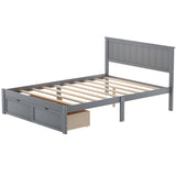 Full Size Platform Bed with Under-bed Drawers - Gray- by Lissie Lou