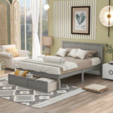 Full Size Platform Bed with Under-bed Drawers - Gray- by Lissie Lou