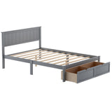 Full Size Platform Bed with Under-bed Drawers - Gray- by Lissie Lou