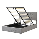 Full Size Upholstered Platform Bed with Hydraulic Storage System - Modern Elegance- Gray- by Lissie Lou