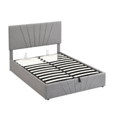 Full Size Upholstered Platform Bed with Hydraulic Storage System - Modern Elegance- Gray- by Lissie Lou