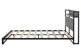 Platform Queen Bed with Electrical Sockets, Fast Assemble Design