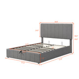 Full Size Upholstered Platform Bed with Hydraulic Storage System- Gray- by Lissie Lou