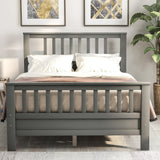 Wood Platform Bed with Headboard and Footboard, Full (Gray)- Online Orders Only