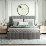 Full Size Upholstered Platform Bed with Hydraulic Storage System- Gray- by Lissie Lou