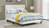 Queen Bed Frame/Velvet Upholstered Bed Frame with Vertical Channel Tufted Headboard- Beige