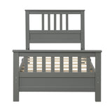 Wood Platform Bed with Headboard and Footboard, Twin (Gray)- Online Orders Only