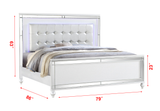 Sterling King Size Upholstered LED Bed made with wood in White Color