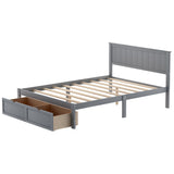 Full Size Platform Bed with Under-bed Drawers - Gray- by Lissie Lou