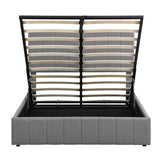 Full Size Upholstered Platform Bed with Hydraulic Storage System- Gray- by Lissie Lou