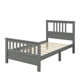 Wood Platform Bed with Headboard and Footboard, Twin (Gray)- Online Orders Only