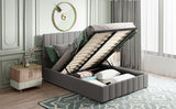 Full Size Upholstered Platform Bed with Hydraulic Storage System- Gray- by Lissie Lou