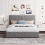 Queen size Upholstered Platform bed with a Hydraulic Storage System - Gray