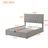 Full Size Upholstered Platform Bed with Hydraulic Storage System - Modern Elegance- Gray- by Lissie Lou