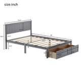 Full Size Platform Bed with Under-bed Drawers - Gray- by Lissie Lou